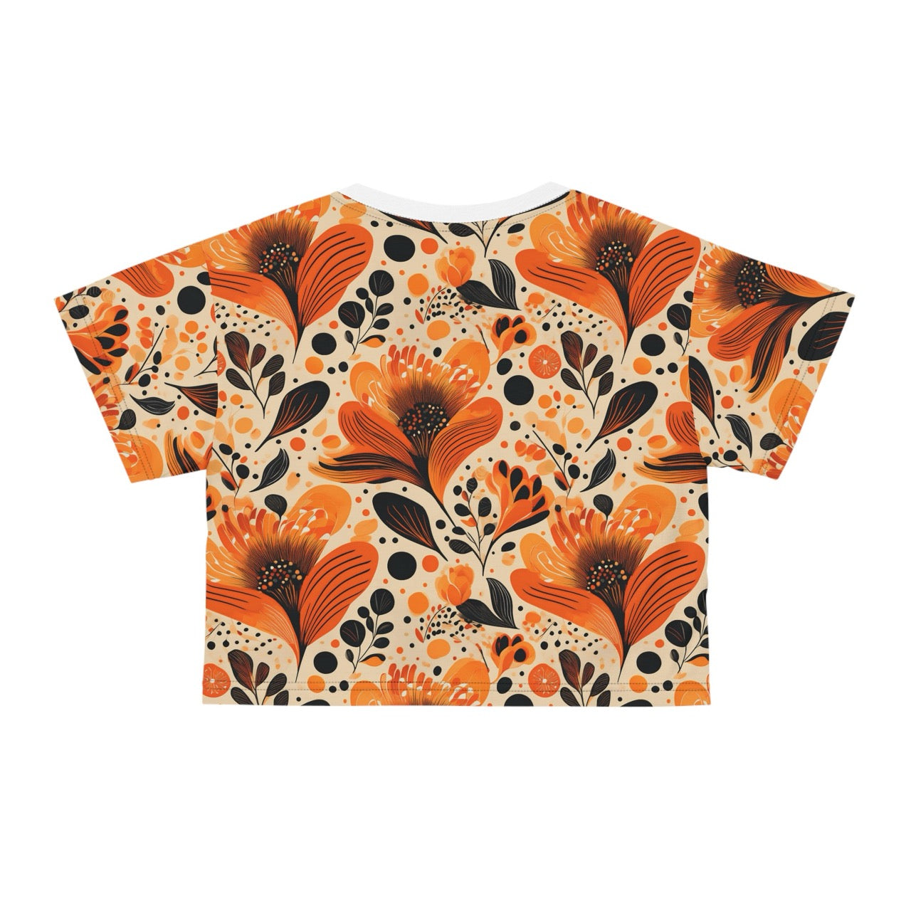 Sunlit Blooms Symphony Crop Tee – Radiant Floral Print Top for Effortless Chic