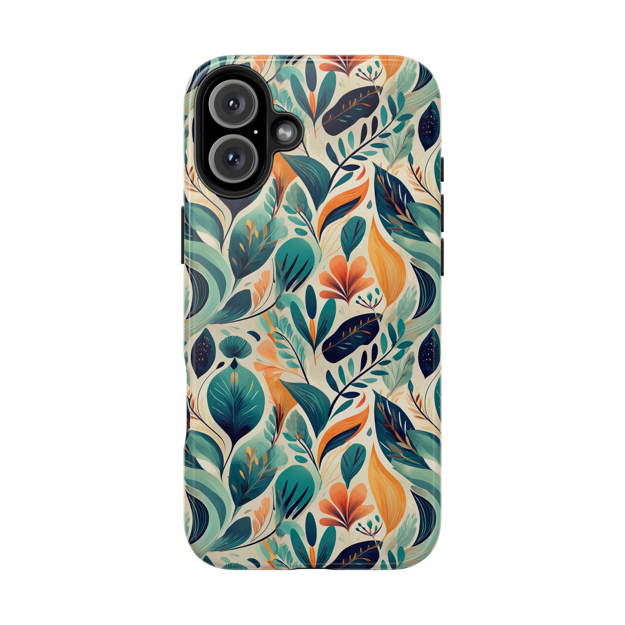 Floral Harmony Cascade iPhone Tough Phone Cases – Superior Protection, Shock Dispersion & Wireless Charging Compatible