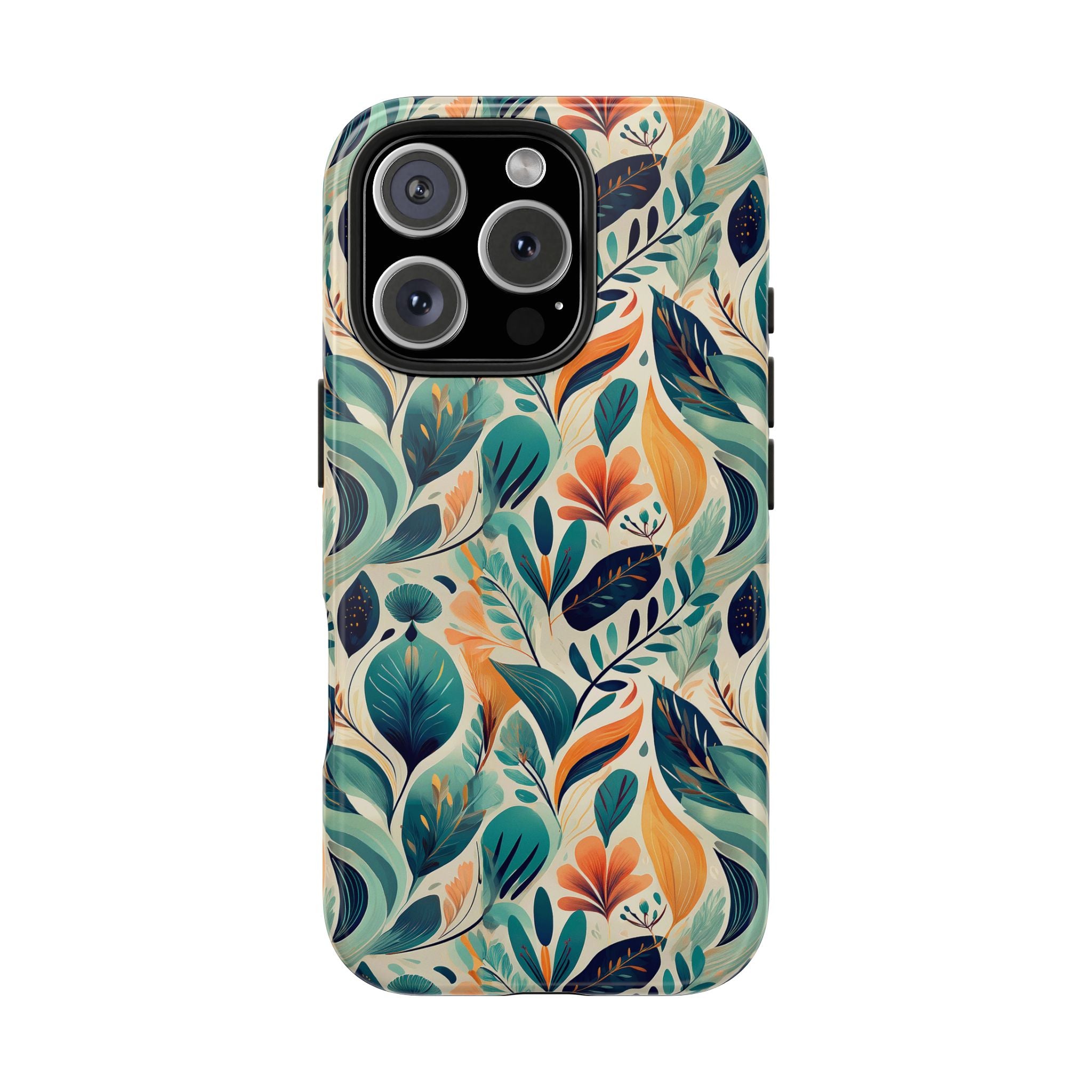Floral Harmony Cascade iPhone Tough Phone Cases – Superior Protection, Shock Dispersion & Wireless Charging Compatible