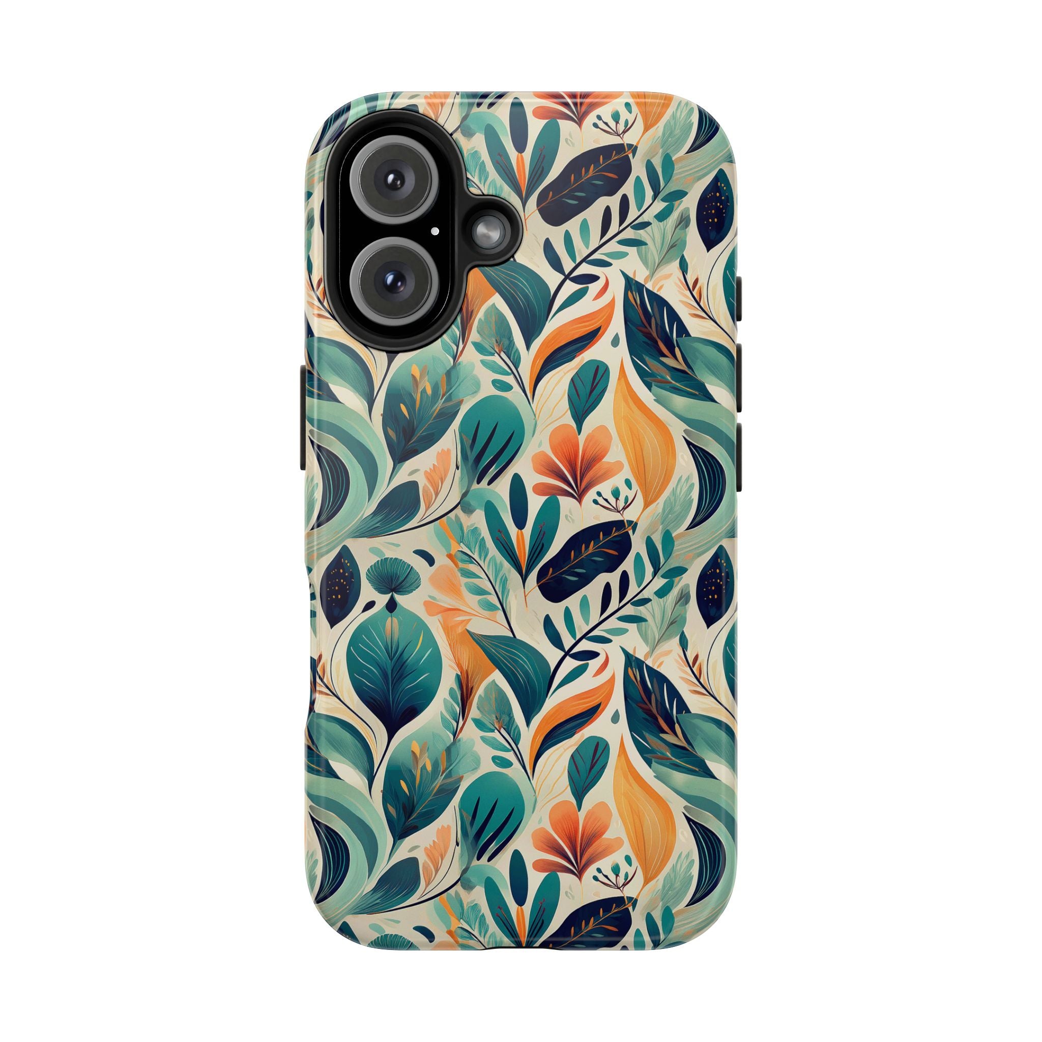Floral Harmony Cascade iPhone Tough Phone Cases – Superior Protection, Shock Dispersion & Wireless Charging Compatible