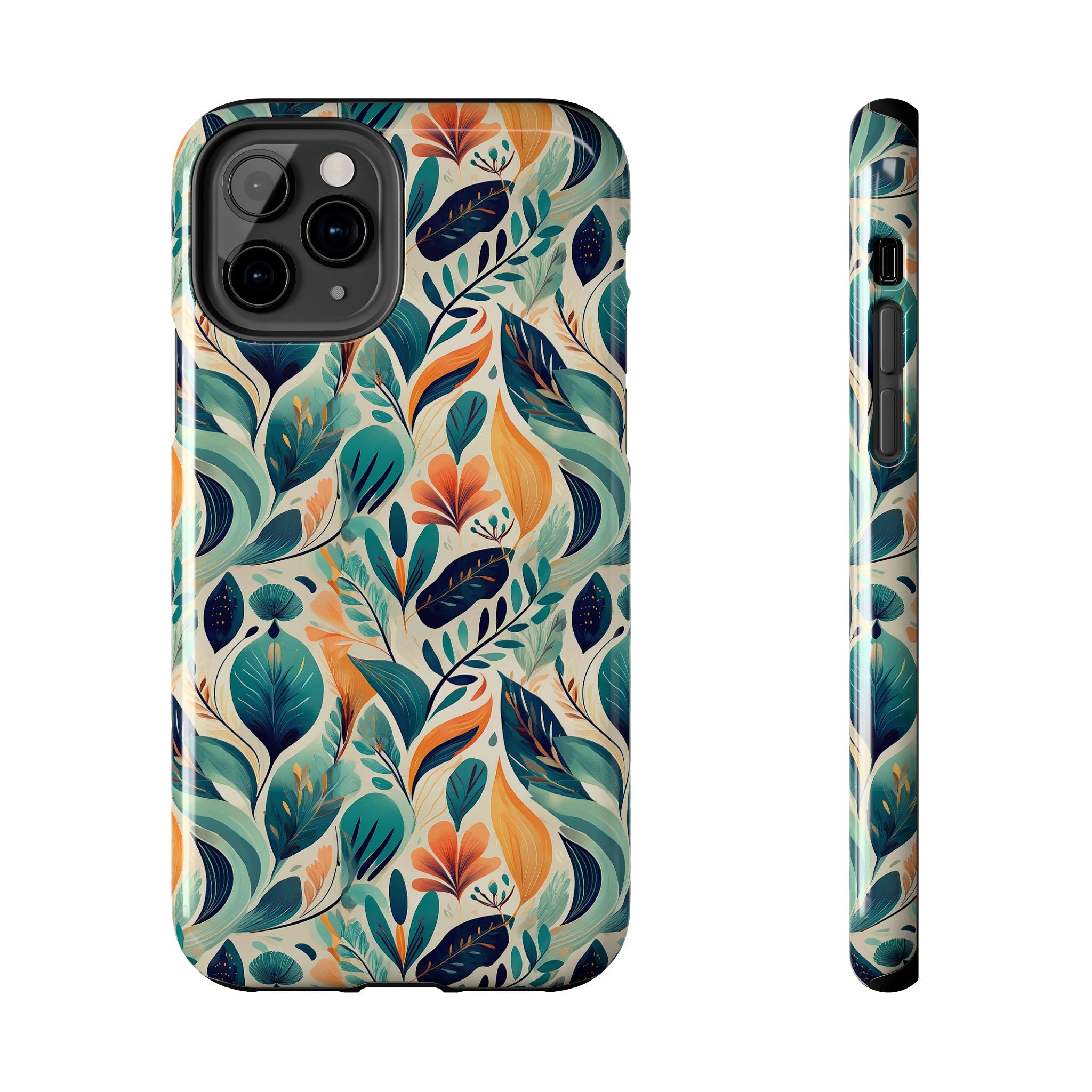 Floral Harmony Cascade iPhone Tough Phone Cases – Superior Protection, Shock Dispersion & Wireless Charging Compatible