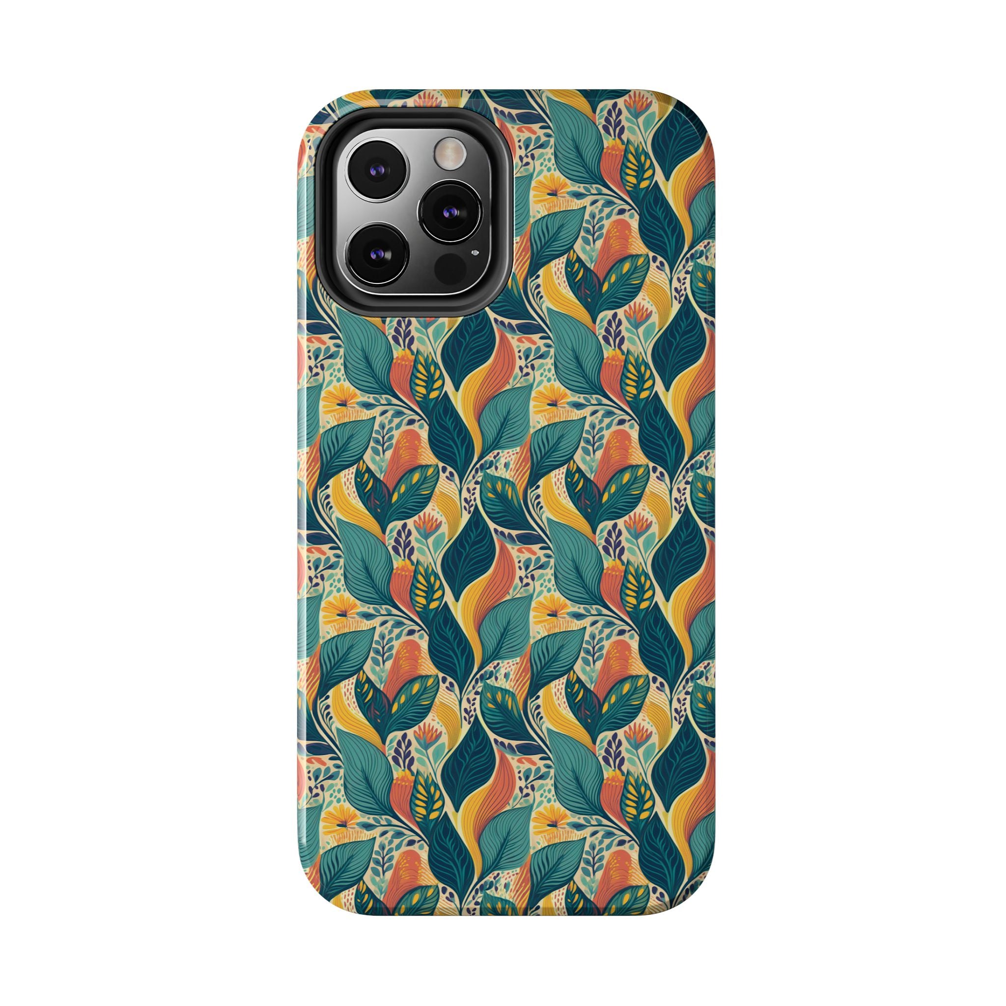 Autumn Symphony Botanicals iPhone Tough Phone Cases – Superior Protection, Shock Dispersion & Wireless Charging Compatible