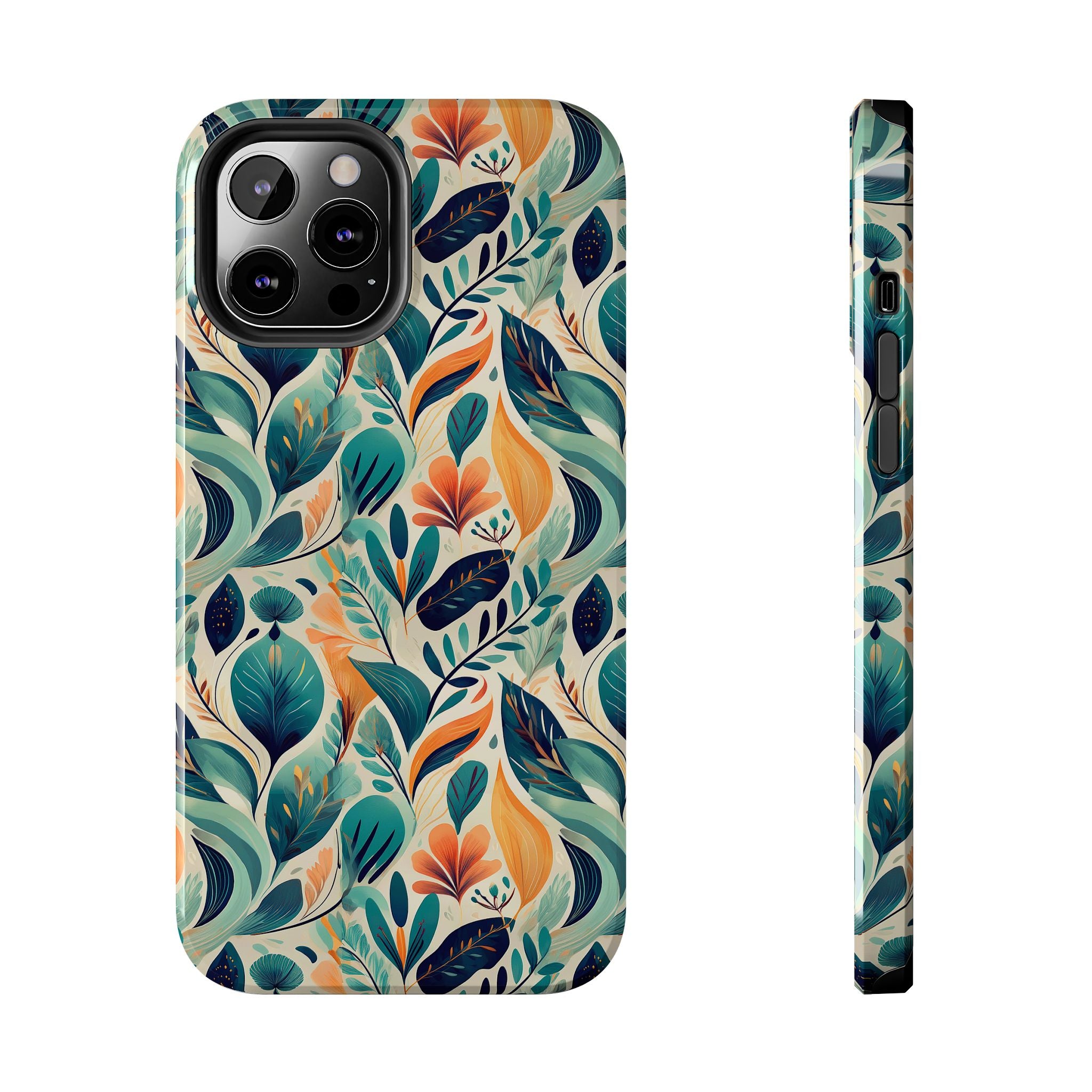 Floral Harmony Cascade iPhone Tough Phone Cases – Superior Protection, Shock Dispersion & Wireless Charging Compatible