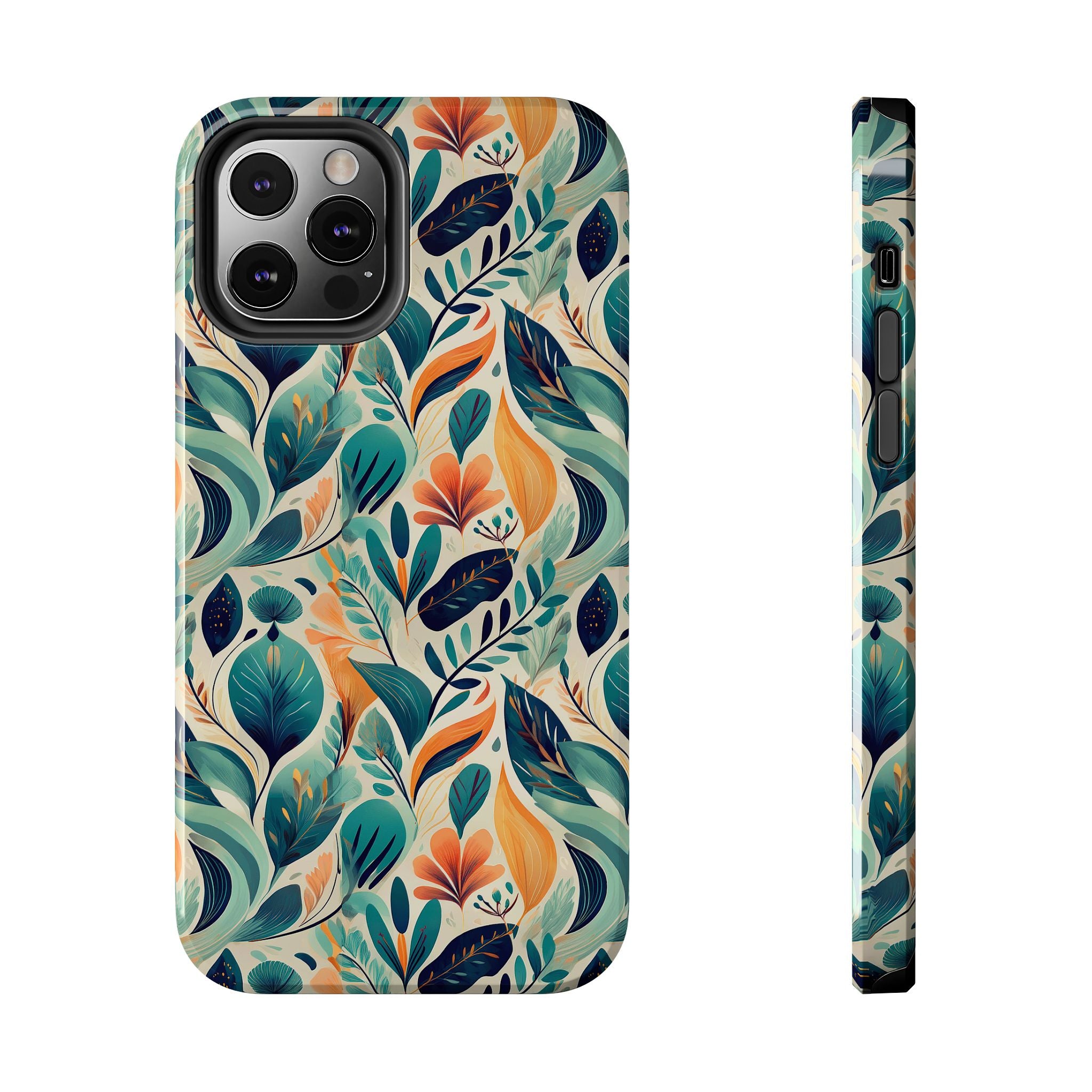 Floral Harmony Cascade iPhone Tough Phone Cases – Superior Protection, Shock Dispersion & Wireless Charging Compatible
