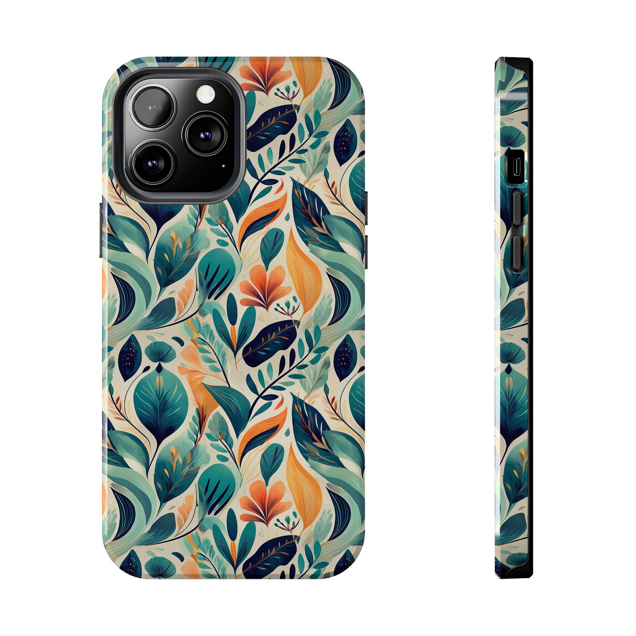 Floral Harmony Cascade iPhone Tough Phone Cases – Superior Protection, Shock Dispersion & Wireless Charging Compatible