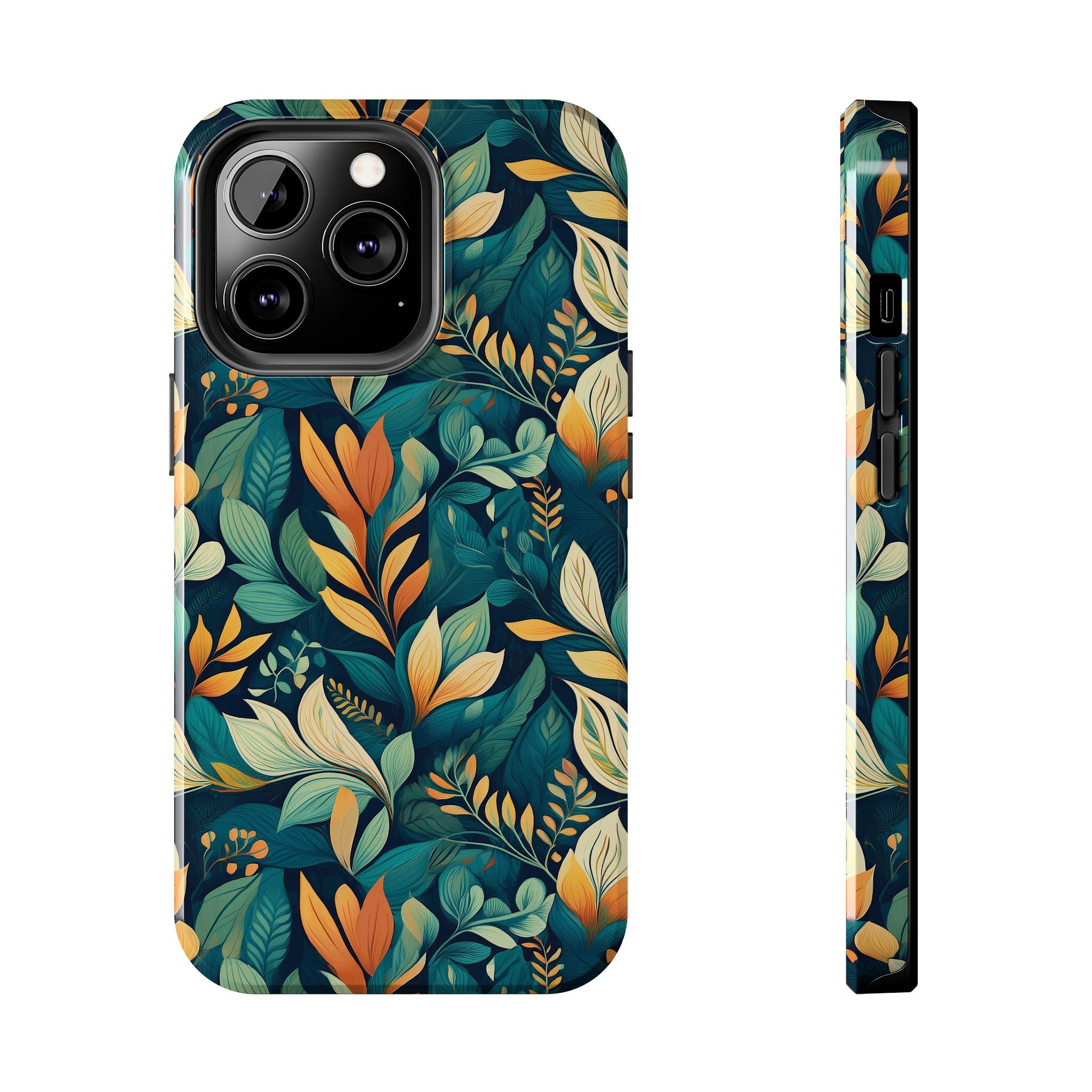 Golden Hour Foliage iPhone Tough Phone Cases – Superior Protection, Shock Dispersion & Wireless Charging Compatible