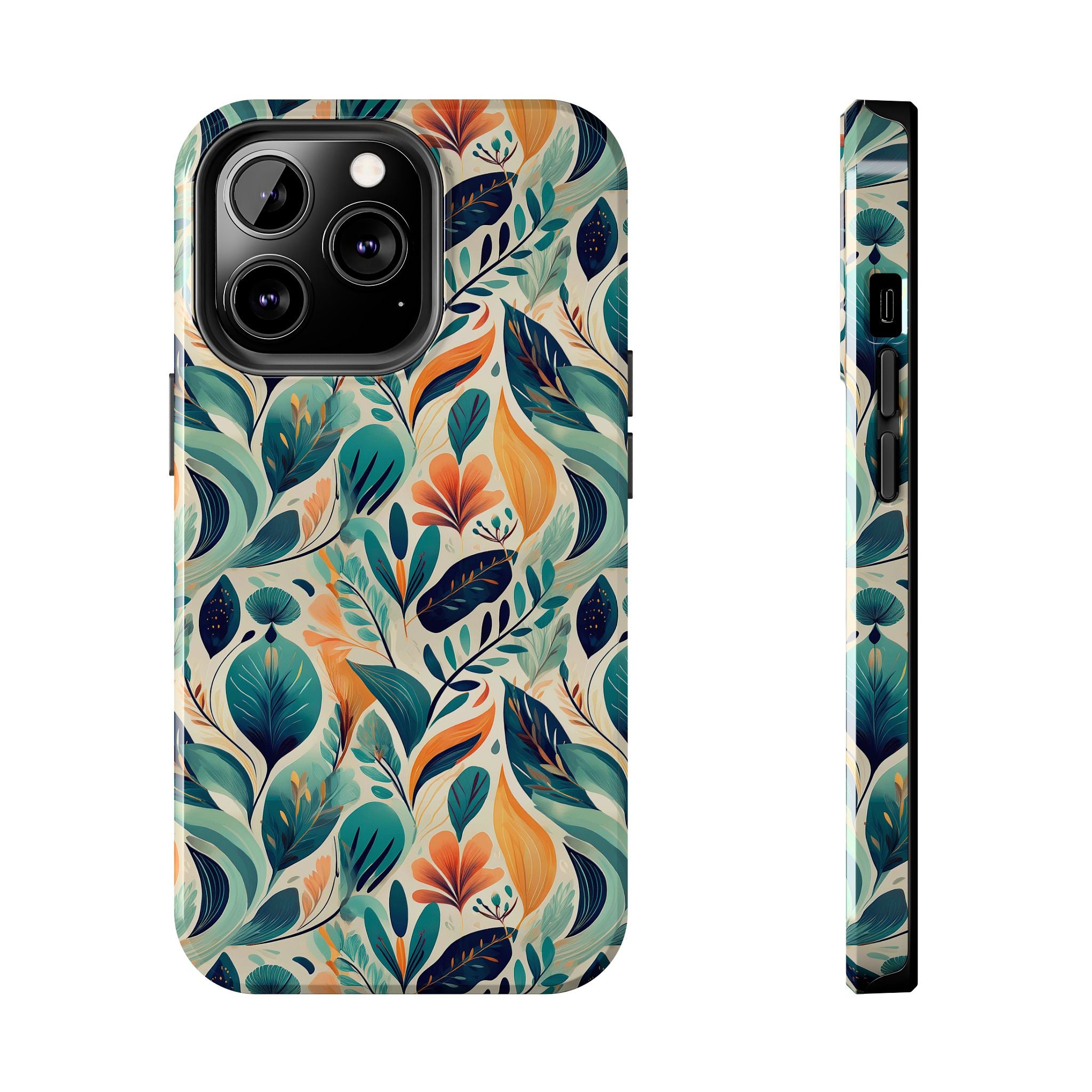 Floral Harmony Cascade iPhone Tough Phone Cases – Superior Protection, Shock Dispersion & Wireless Charging Compatible