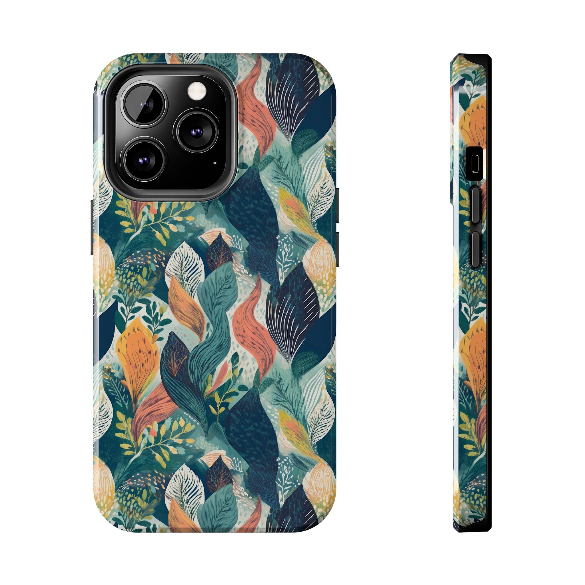 Tropical Twilight Elegance iPhone Tough Phone Cases – Superior Protection, Shock Dispersion & Wireless Charging Compatible