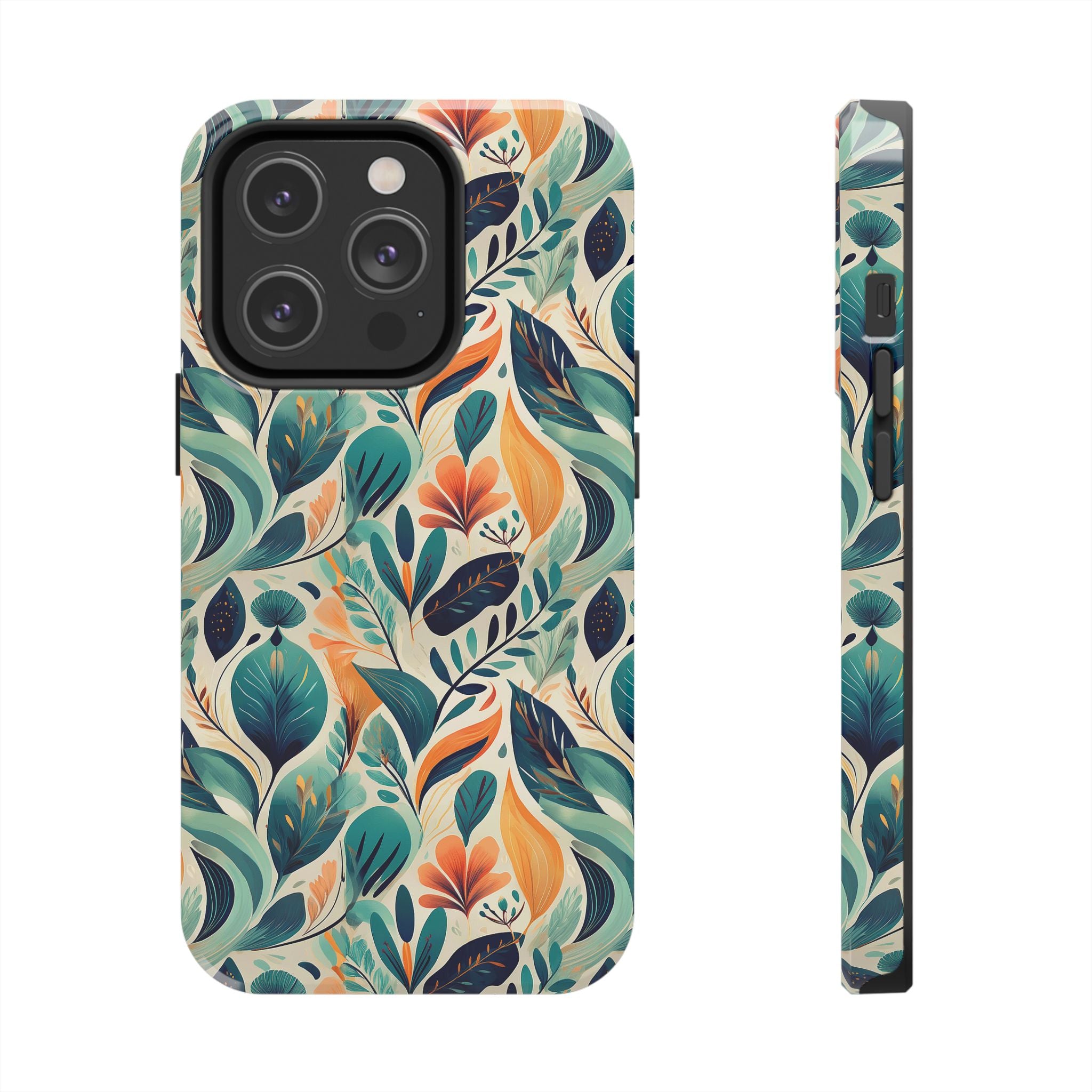 Floral Harmony Cascade iPhone Tough Phone Cases – Superior Protection, Shock Dispersion & Wireless Charging Compatible
