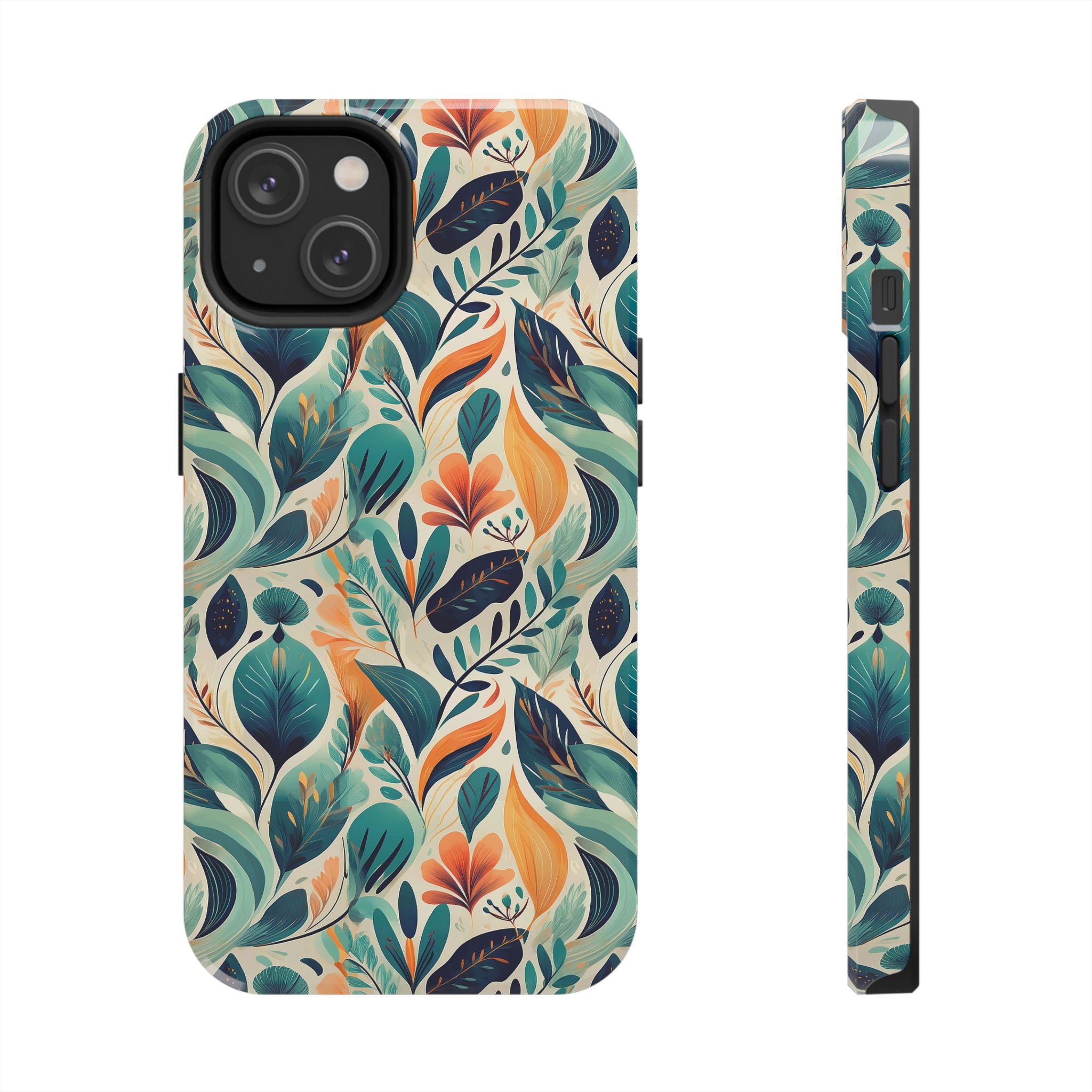 Floral Harmony Cascade iPhone Tough Phone Cases – Superior Protection, Shock Dispersion & Wireless Charging Compatible