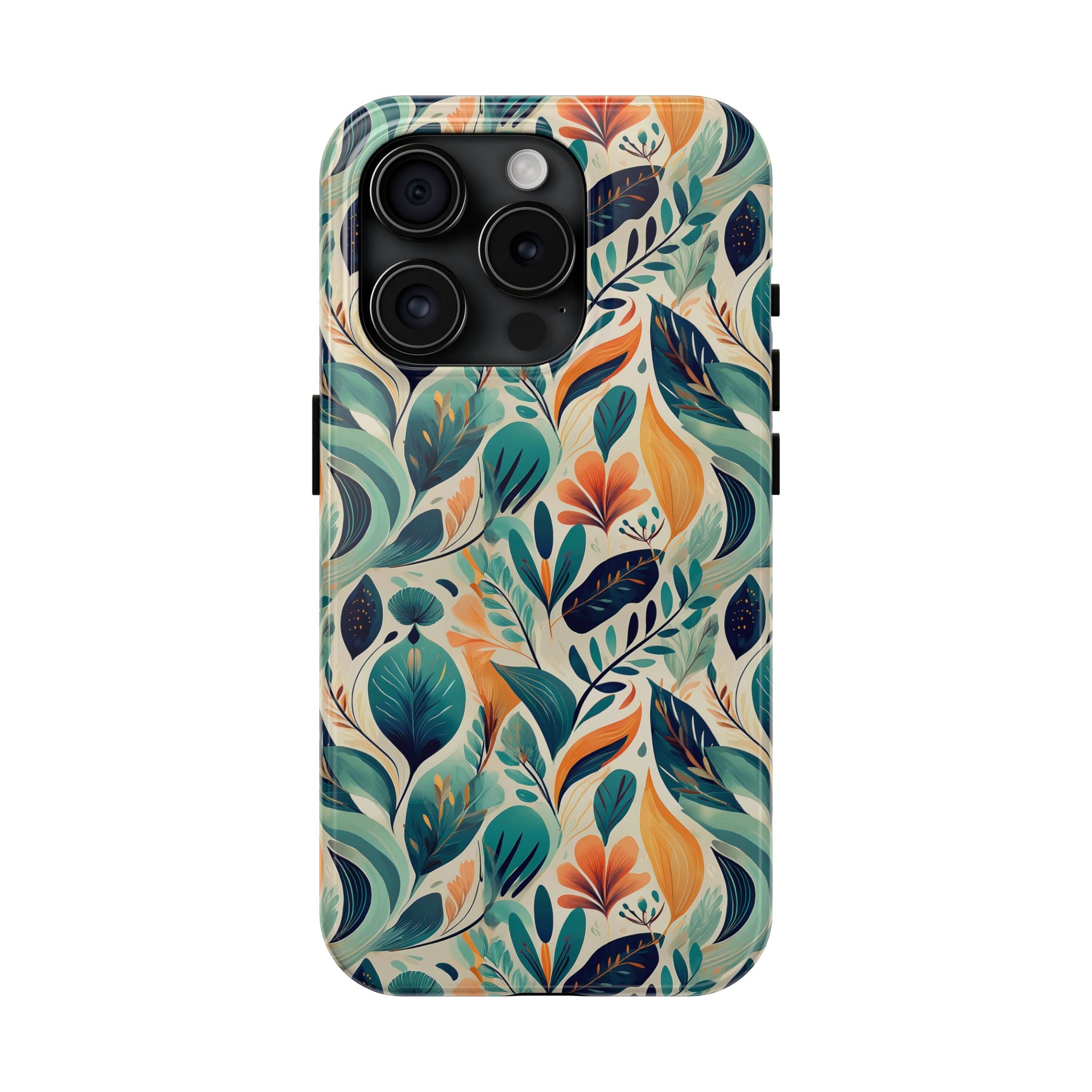 Floral Harmony Cascade iPhone Tough Phone Cases – Superior Protection, Shock Dispersion & Wireless Charging Compatible