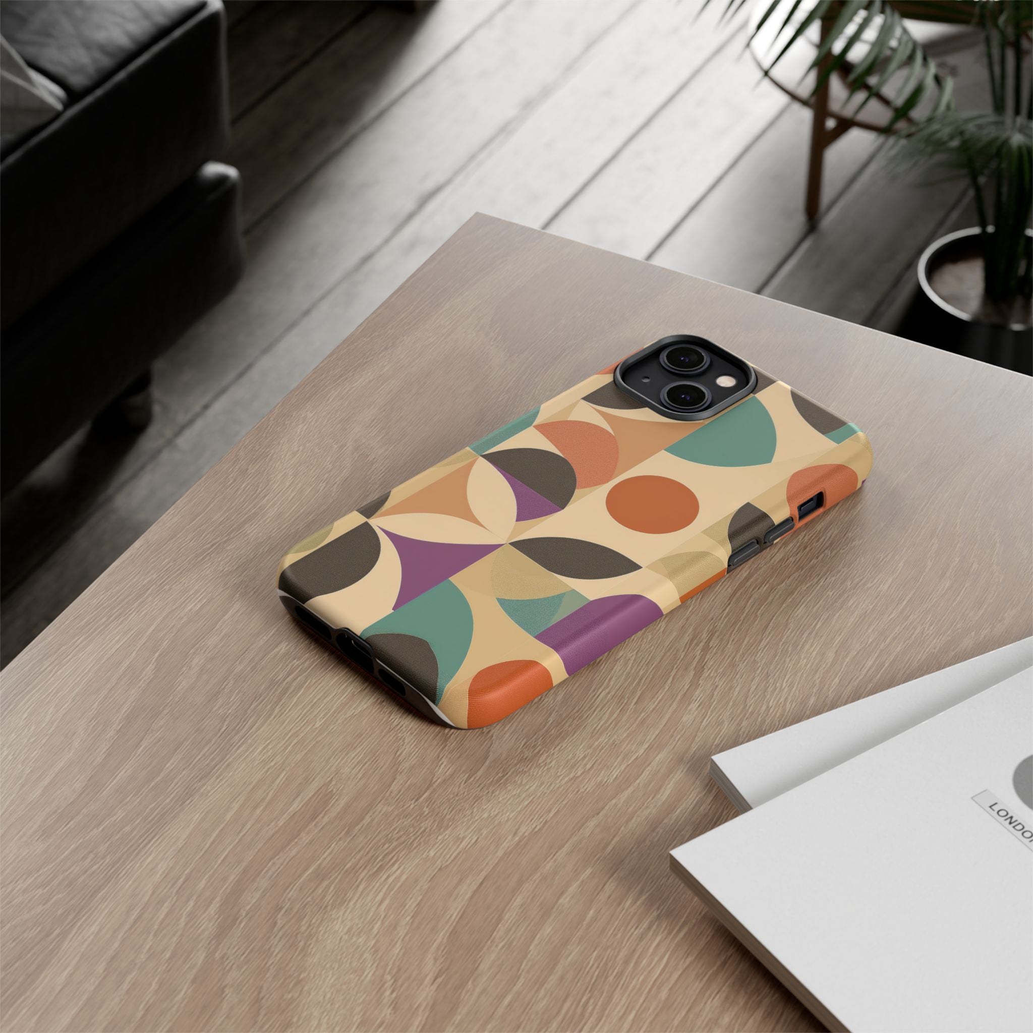 Geometric Abstract iPhone Case – Stylish, Durable Protection with Earthy Tones