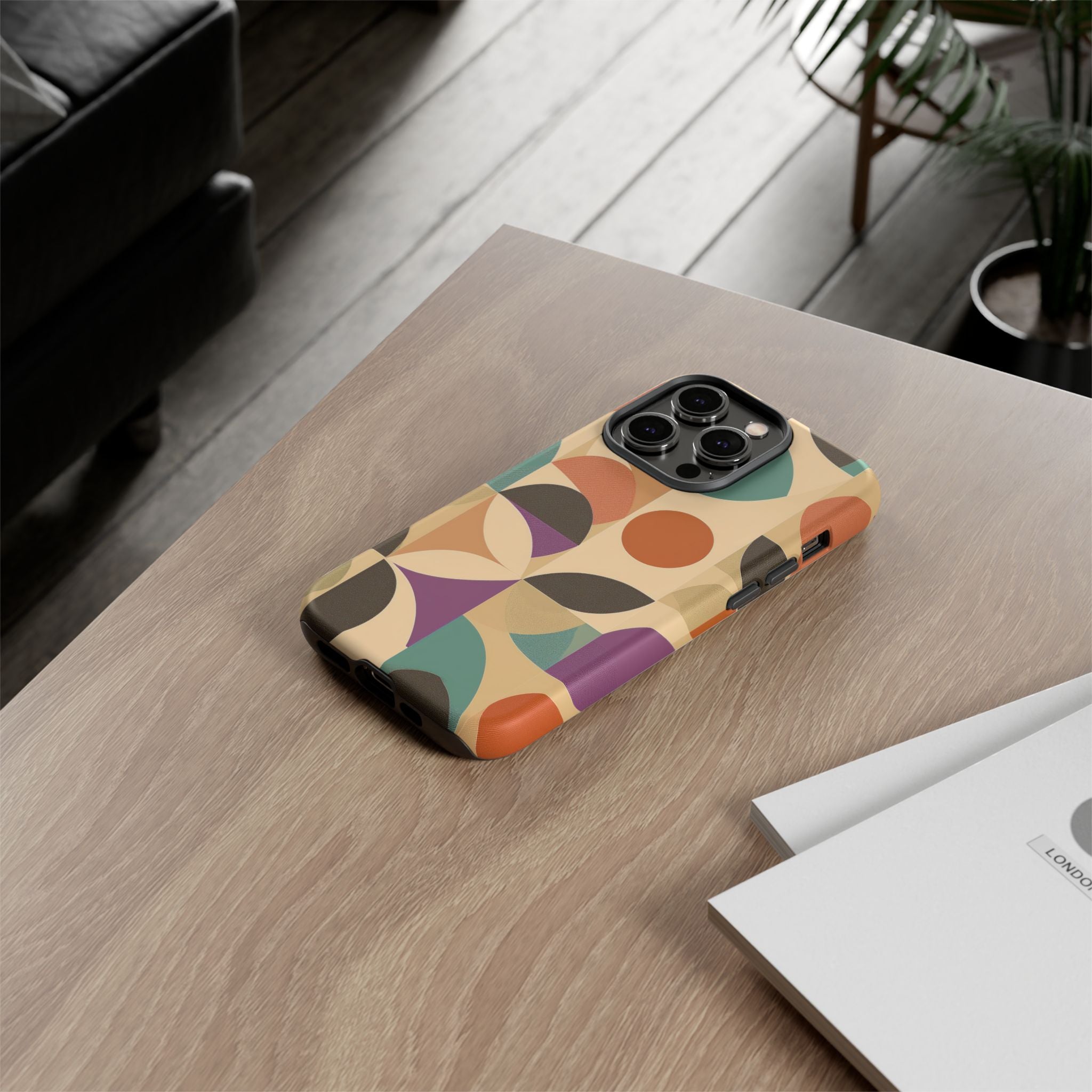 Geometric Abstract iPhone Case – Stylish, Durable Protection with Earthy Tones