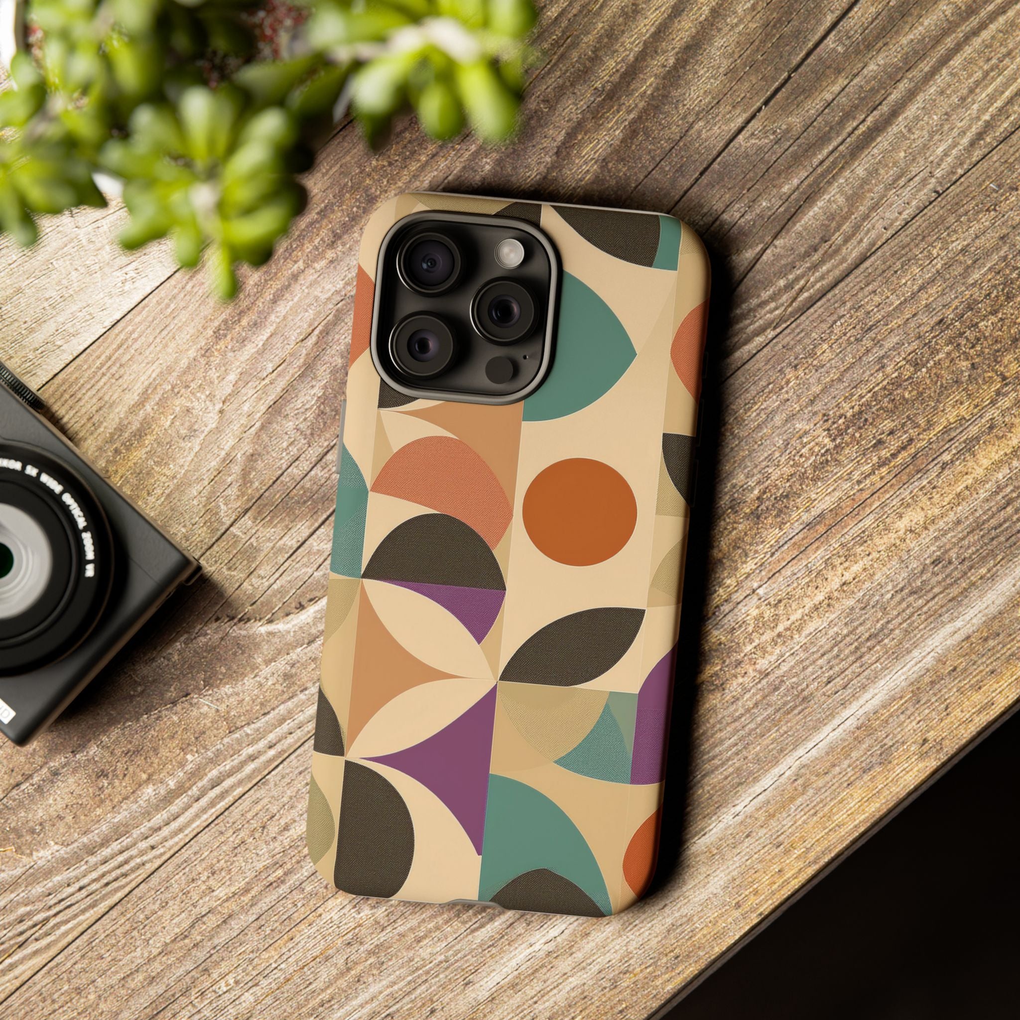 Geometric Abstract iPhone Case – Stylish, Durable Protection with Earthy Tones