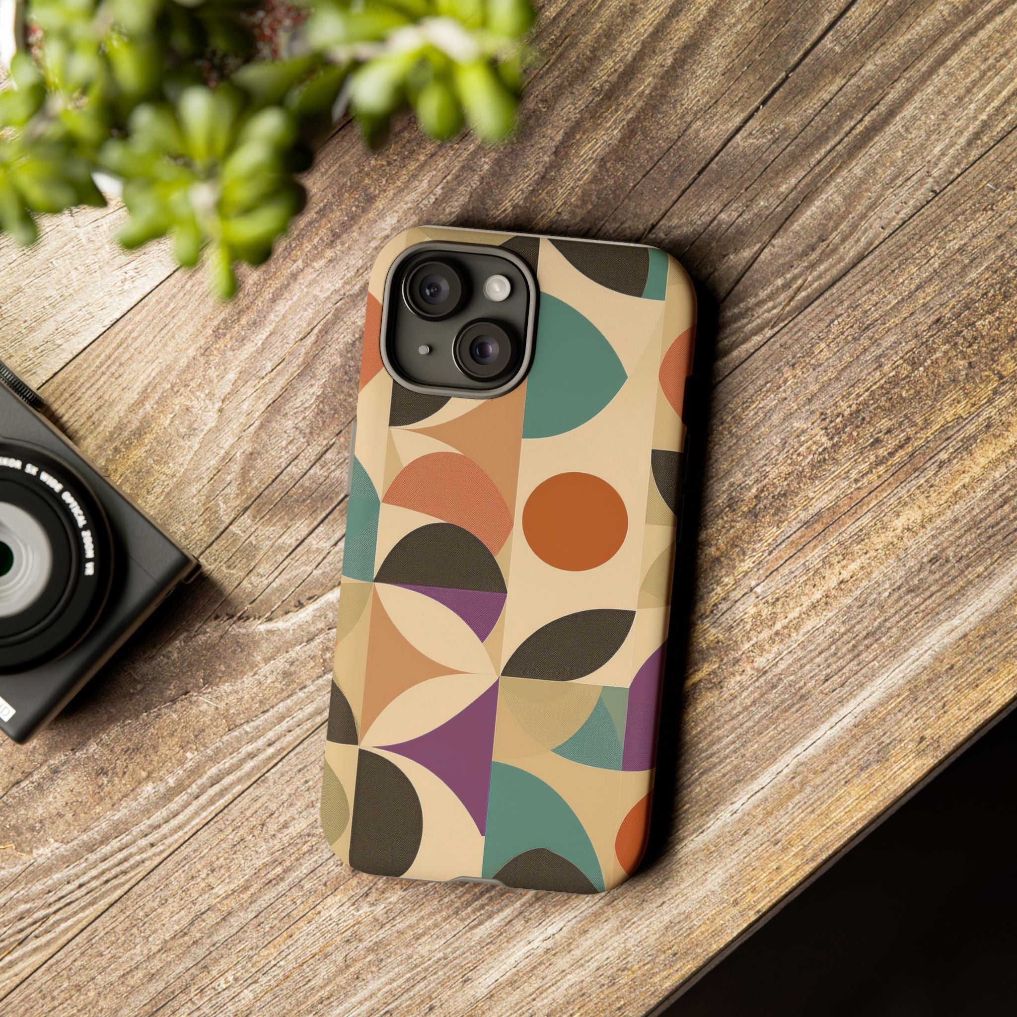 Geometric Abstract iPhone Case – Stylish, Durable Protection with Earthy Tones