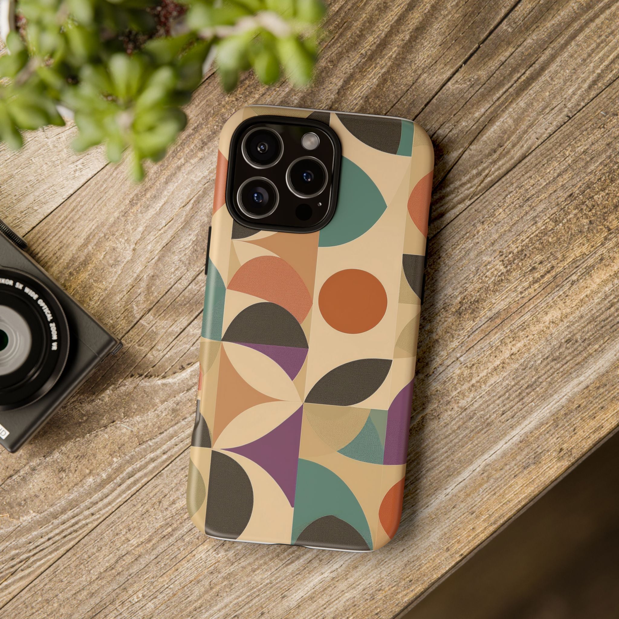 Geometric Abstract iPhone Case – Stylish, Durable Protection with Earthy Tones