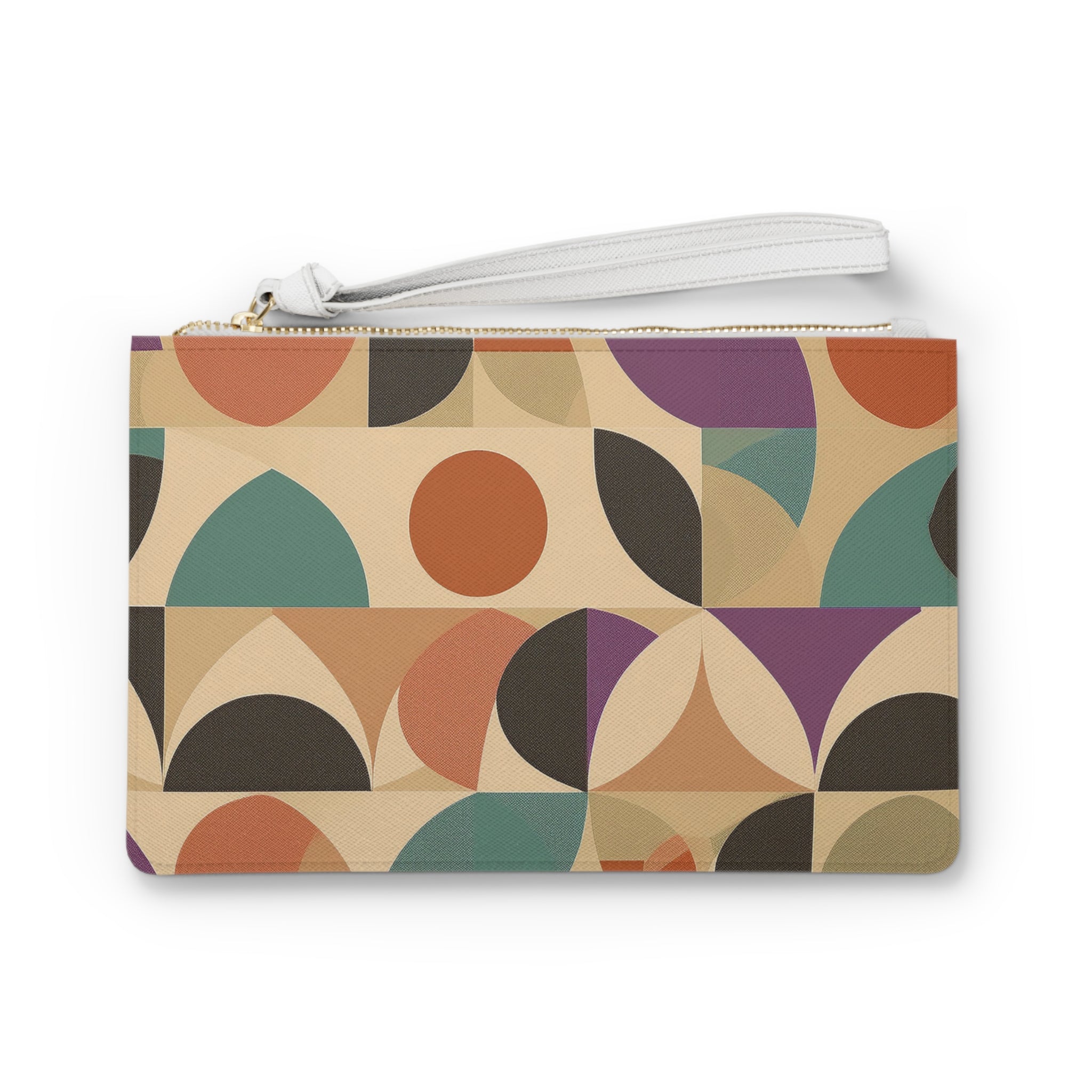 Geometric Abstract Clutch Bag – Stylish Vegan Leather Handbag with Earthy Tones