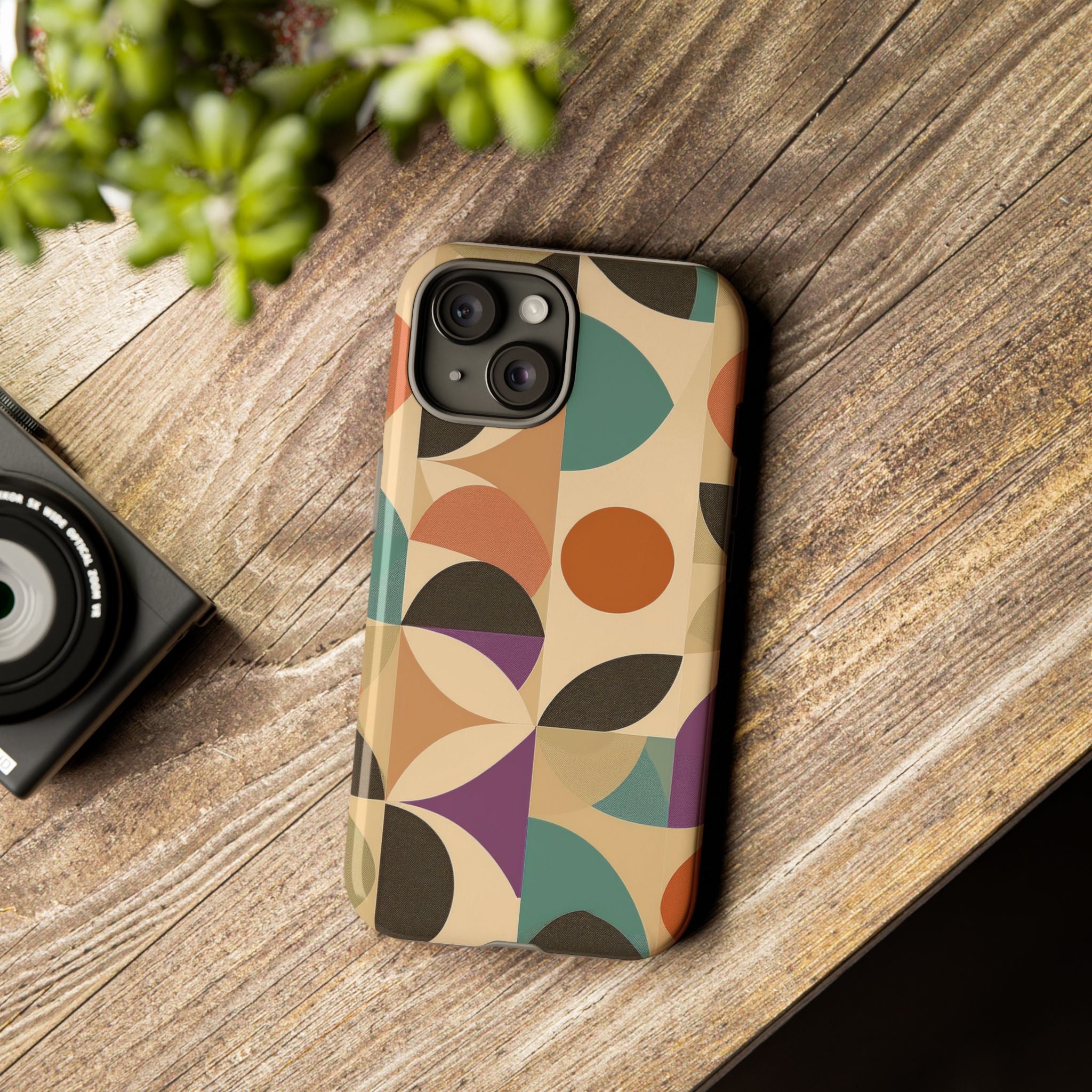 Geometric Abstract iPhone Case – Stylish, Durable Protection with Earthy Tones