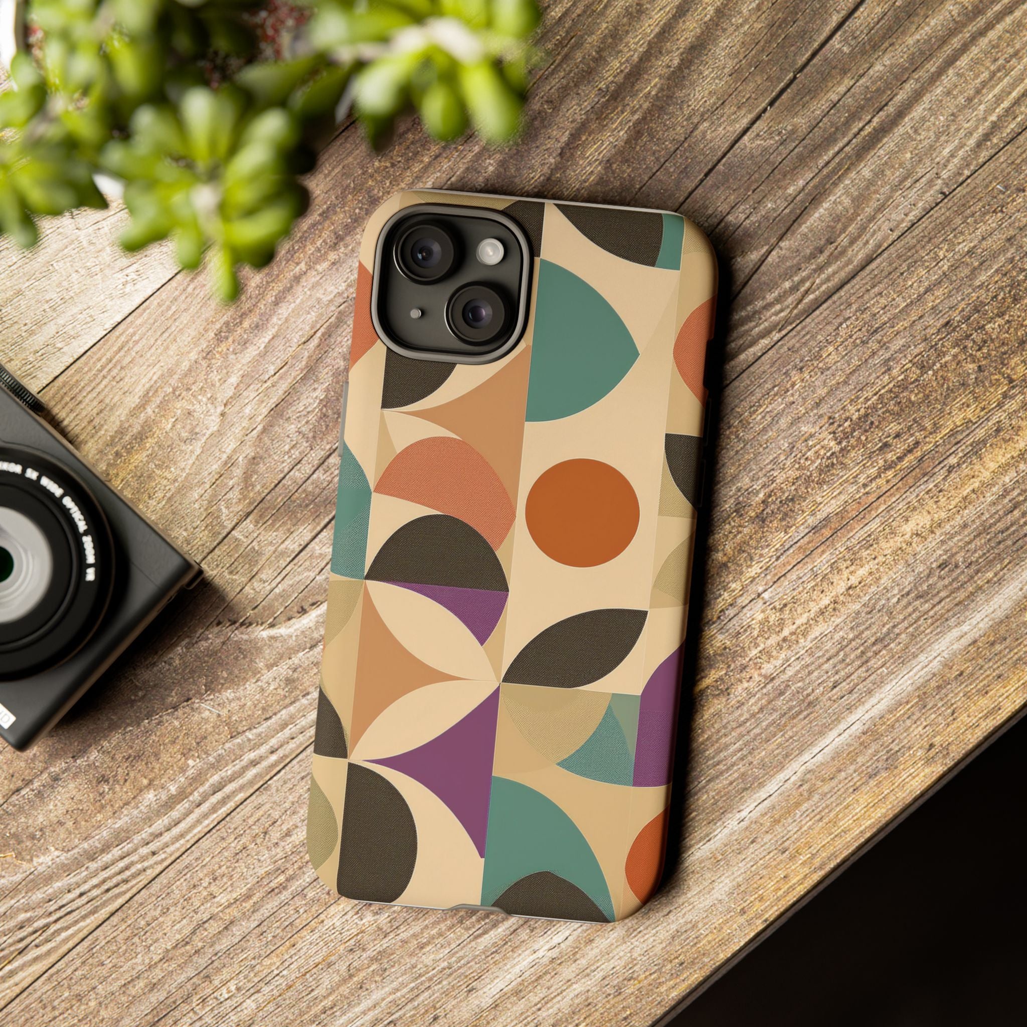 Geometric Abstract iPhone Case – Stylish, Durable Protection with Earthy Tones