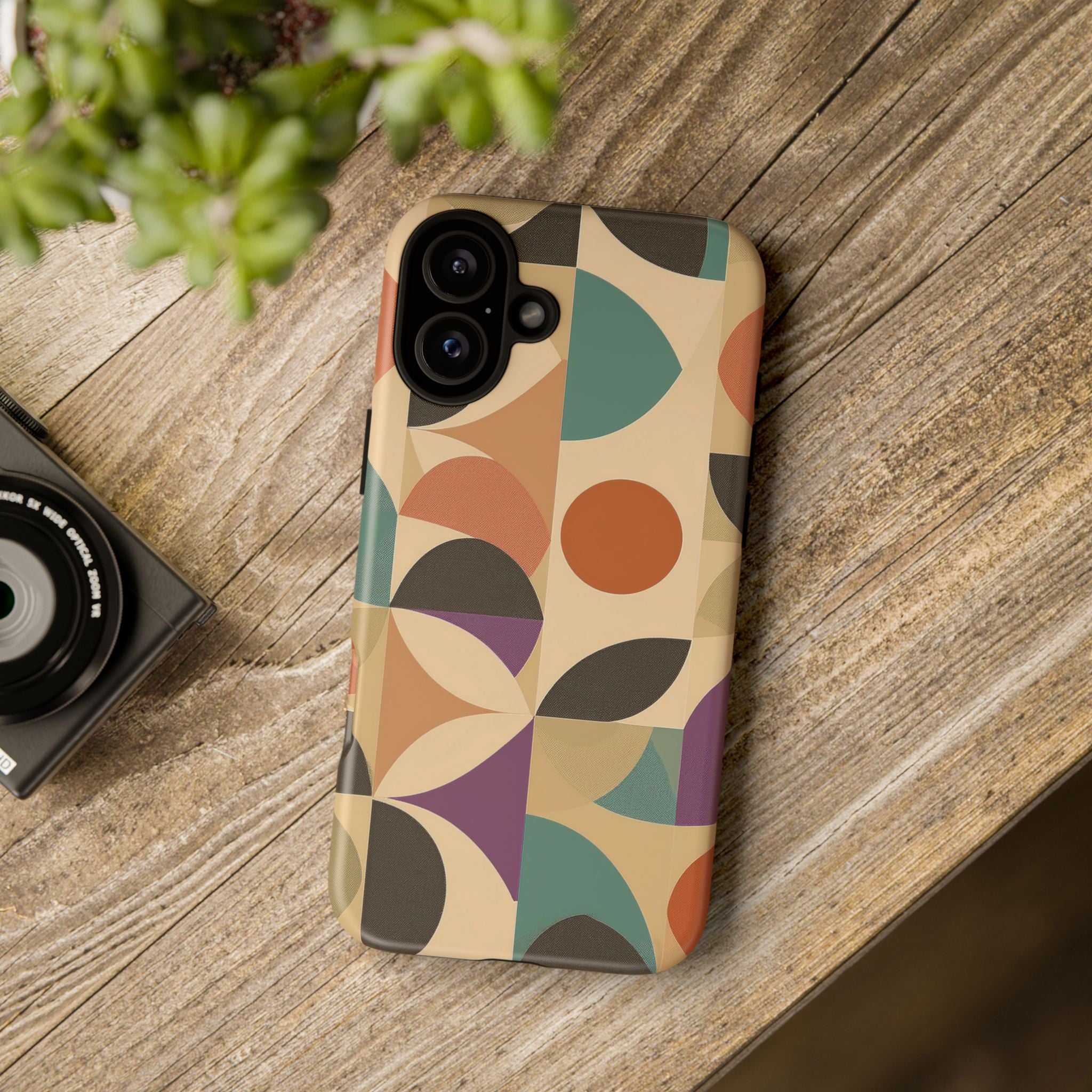 Geometric Abstract iPhone Case – Stylish, Durable Protection with Earthy Tones