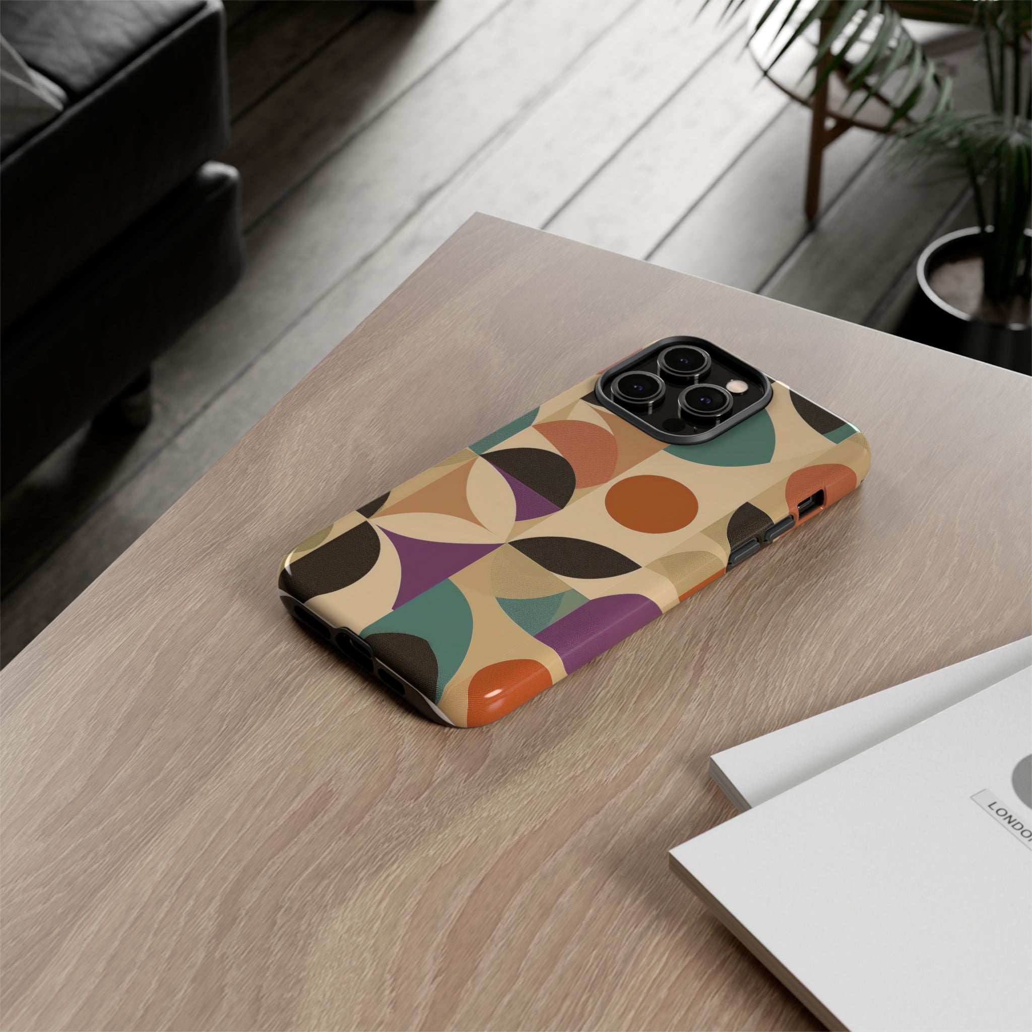 Geometric Abstract iPhone Case – Stylish, Durable Protection with Earthy Tones