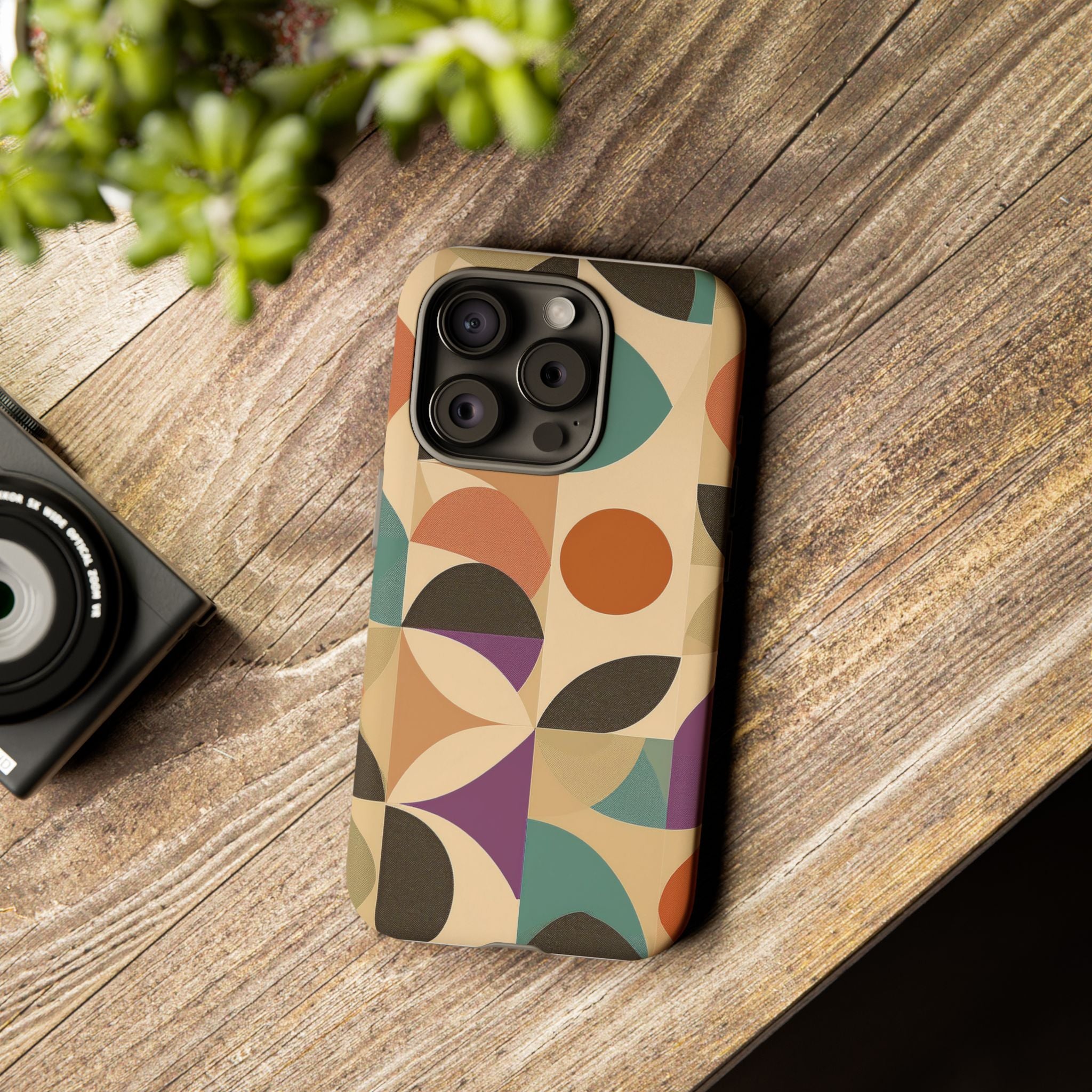 Geometric Abstract iPhone Case – Stylish, Durable Protection with Earthy Tones