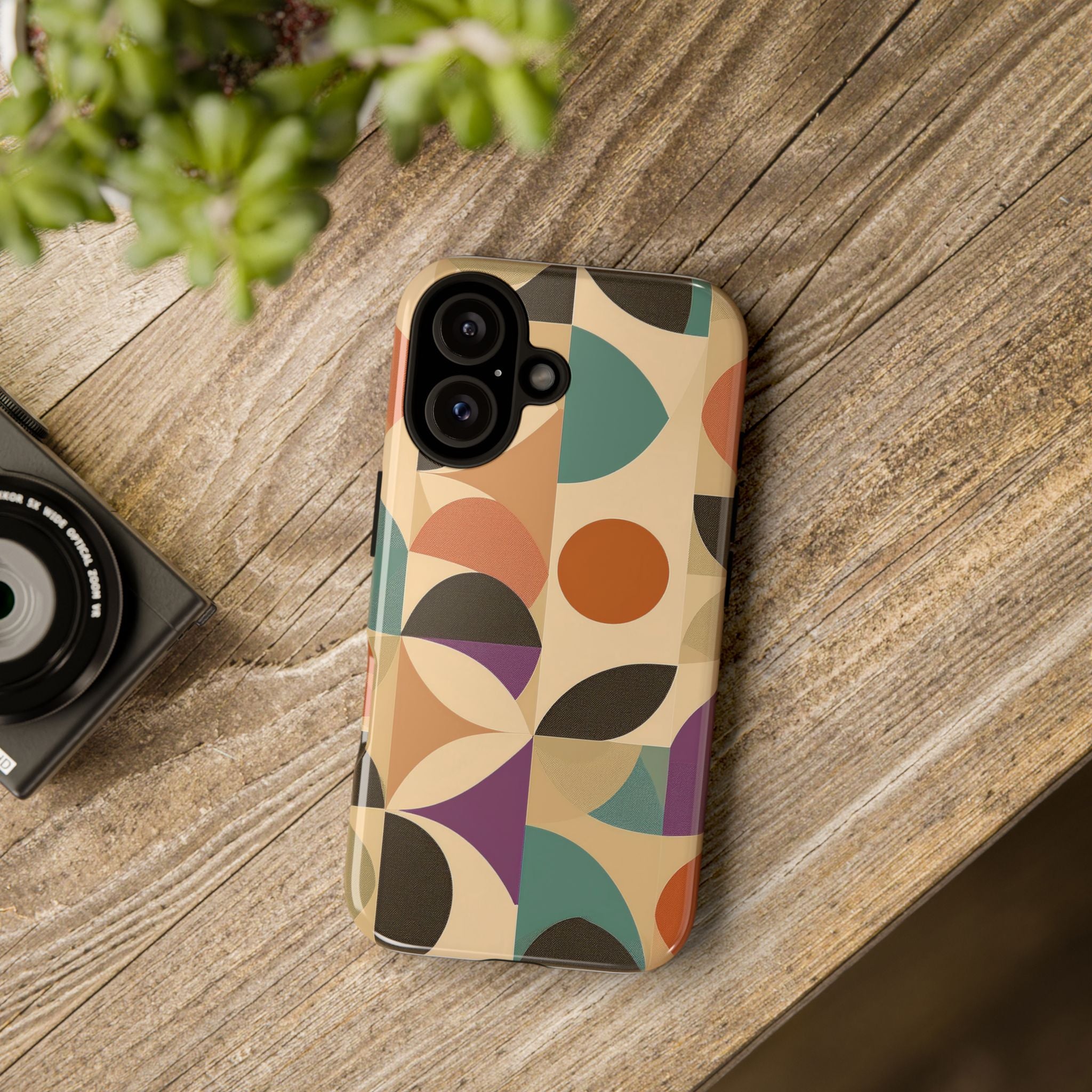 Geometric Abstract iPhone Case – Stylish, Durable Protection with Earthy Tones