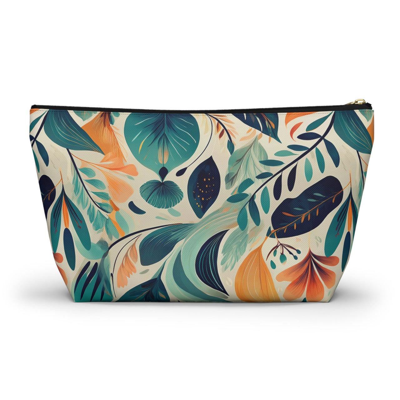 Floral Harmony Cascade T-bottom Accessory Pouch – Vibrant Botanical Print Organizer for Everyday Use