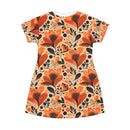 Sunlit Blooms Symphony T-Shirt Dress – Radiant Floral Print Dress for Effortless Elegance