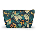 Golden Hour Foliage T-bottom Accessory Pouch – Elegant Botanical Print Organizer for Everyday Use