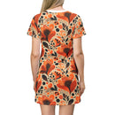 Sunlit Blooms Symphony T-Shirt Dress – Radiant Floral Print Dress for Effortless Elegance