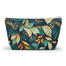 Golden Hour Foliage T-bottom Accessory Pouch – Elegant Botanical Print Organizer for Everyday Use