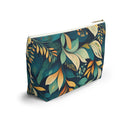 Golden Hour Foliage T-bottom Accessory Pouch – Elegant Botanical Print Organizer for Everyday Use