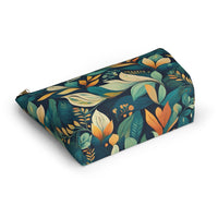 Golden Hour Foliage T-bottom Accessory Pouch – Elegant Botanical Print Organizer for Everyday Use