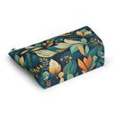 Golden Hour Foliage T-bottom Accessory Pouch – Elegant Botanical Print Organizer for Everyday Use