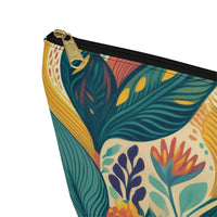 Autumn Symphony Botanicals T-bottom Accessory Pouch – Elegant Seasonal Foliage Organizer for Everyday Use