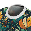 Vibrant Harmony Leaves Women's T-Shirt – Nature-Inspired Botanical Print for Effortless Elegance