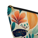 Floral Harmony Cascade T-bottom Accessory Pouch – Vibrant Botanical Print Organizer for Everyday Use