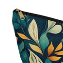 Golden Hour Foliage T-bottom Accessory Pouch – Elegant Botanical Print Organizer for Everyday Use