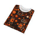 Orange Orbit Dynamics Men's T-Shirt – Retro-Futuristic Geometric Print for Bold Statement Style
