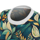 Golden Hour Foliage Women's T-Shirt – Elegant Botanical Print Tee for Effortless Chic