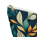 Golden Hour Foliage T-bottom Accessory Pouch – Elegant Botanical Print Organizer for Everyday Use