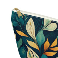 Golden Hour Foliage T-bottom Accessory Pouch – Elegant Botanical Print Organizer for Everyday Use