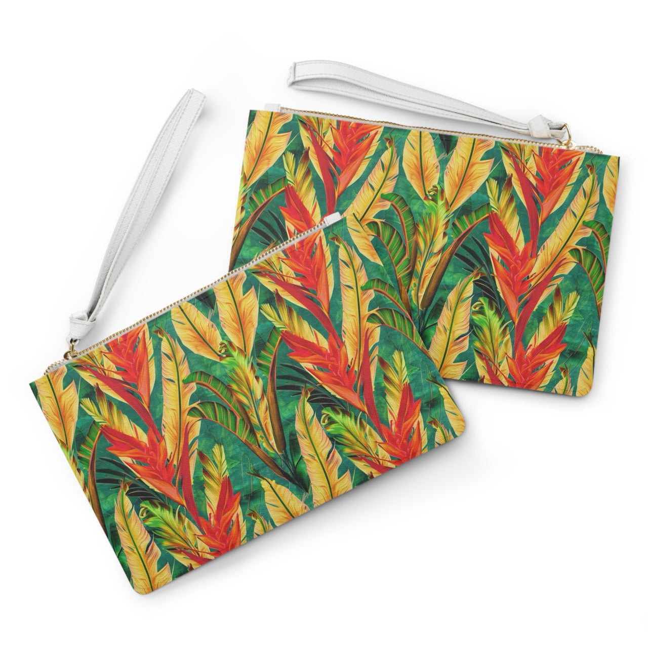 Verdant Fire Cascade Clutch Bag – Vibrant Saffiano Vegan Leather