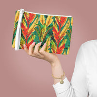 Verdant Fire Cascade Clutch Bag – Vibrant Saffiano Vegan Leather