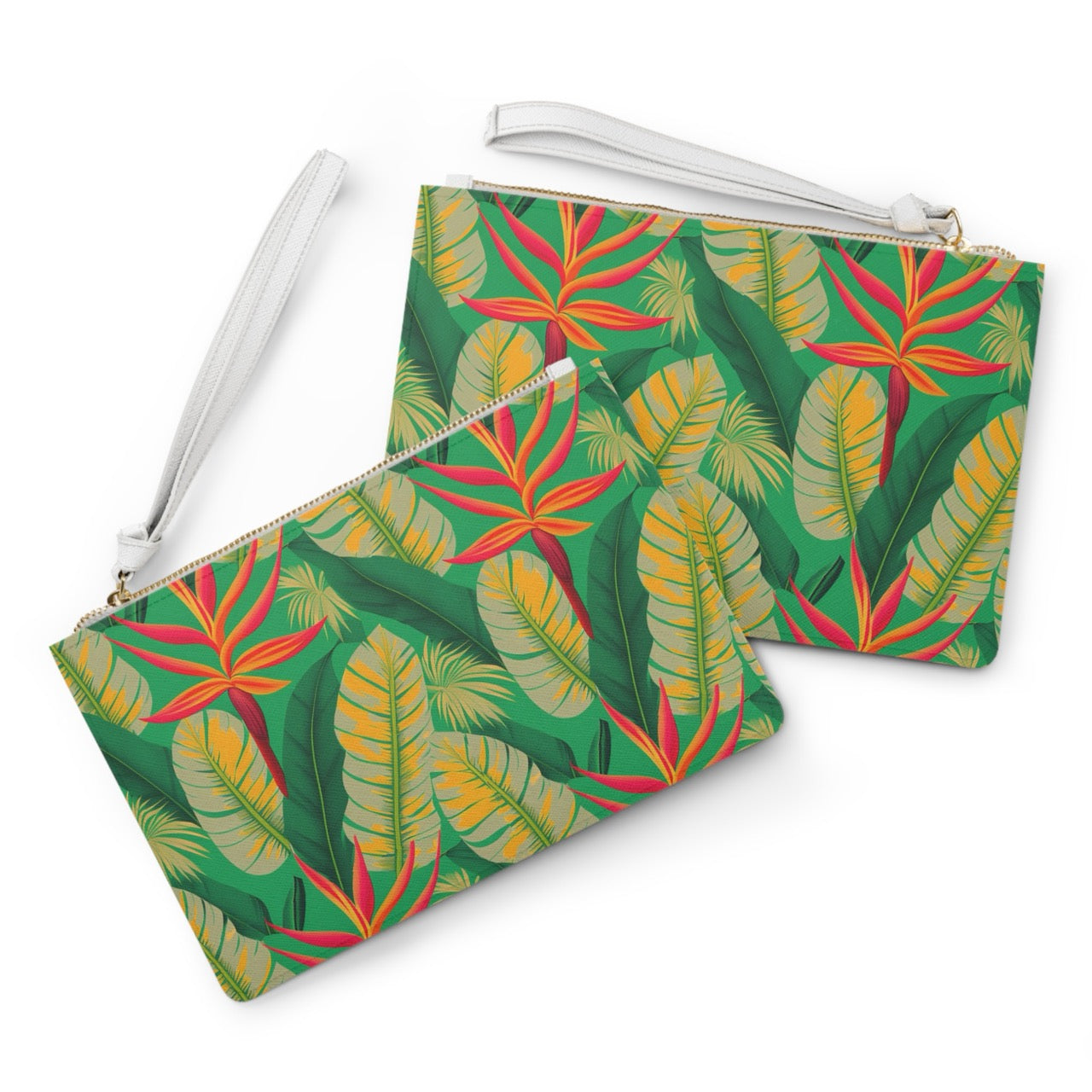Golden Jungle Paradise Clutch Bag – Exotic Tropical Wristlet for Stylish Everyday Use
