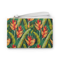Luminous Botanical Dream Clutch Bag – Vibrant Saffiano Vegan Leather
