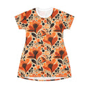 Sunlit Blooms Symphony T-Shirt Dress – Radiant Floral Print Dress for Effortless Elegance