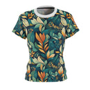 Golden Hour Foliage Women's T-Shirt – Elegant Botanical Print Tee for Effortless Chic