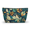 Golden Hour Foliage T-bottom Accessory Pouch – Elegant Botanical Print Organizer for Everyday Use